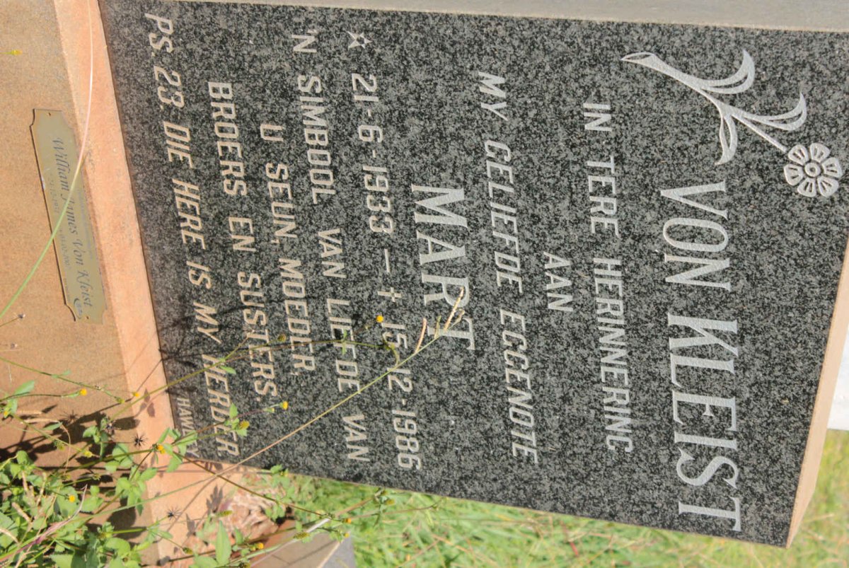 KLEIST William James, von 1931-2007 &amp; Mart 1933-1986