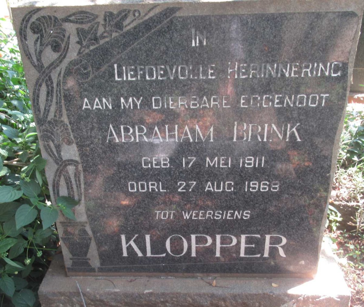 KLOPPER Abraham Brink 1911-1968