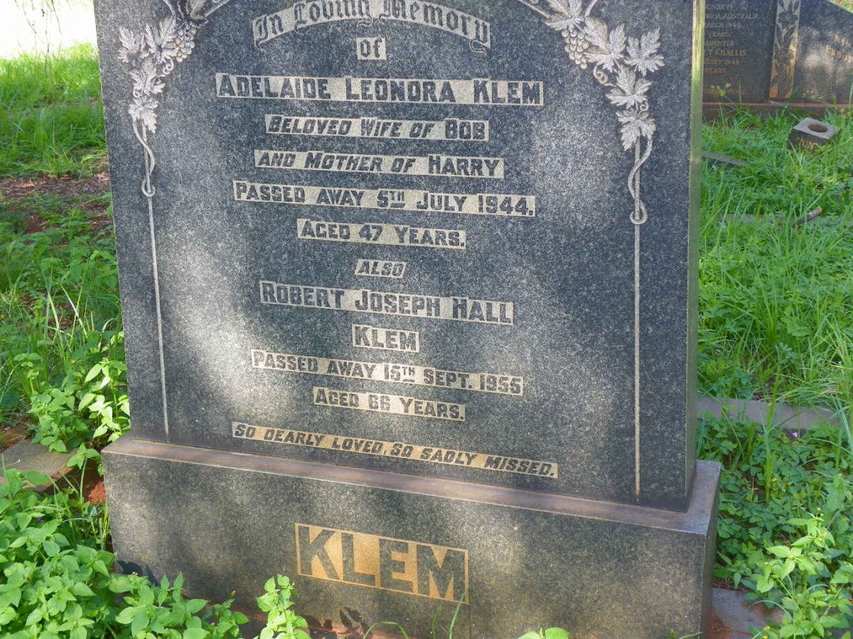 KLEM Robert Joseph Hall -1955 &amp; Adelaide Leonora -1944
