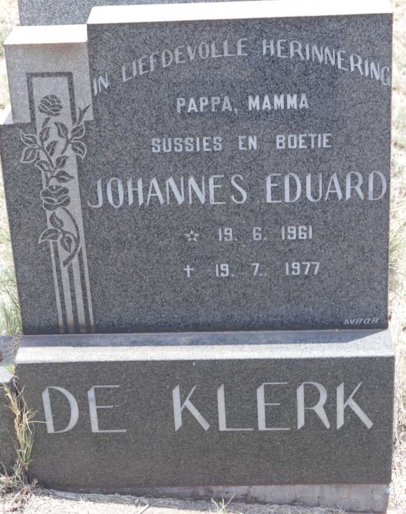 KLERK Johannes Eduard, de 1961-1977