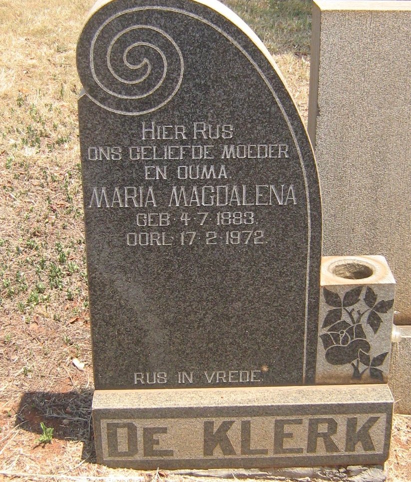 KLERK Maria Magdalena, de 1883-1972