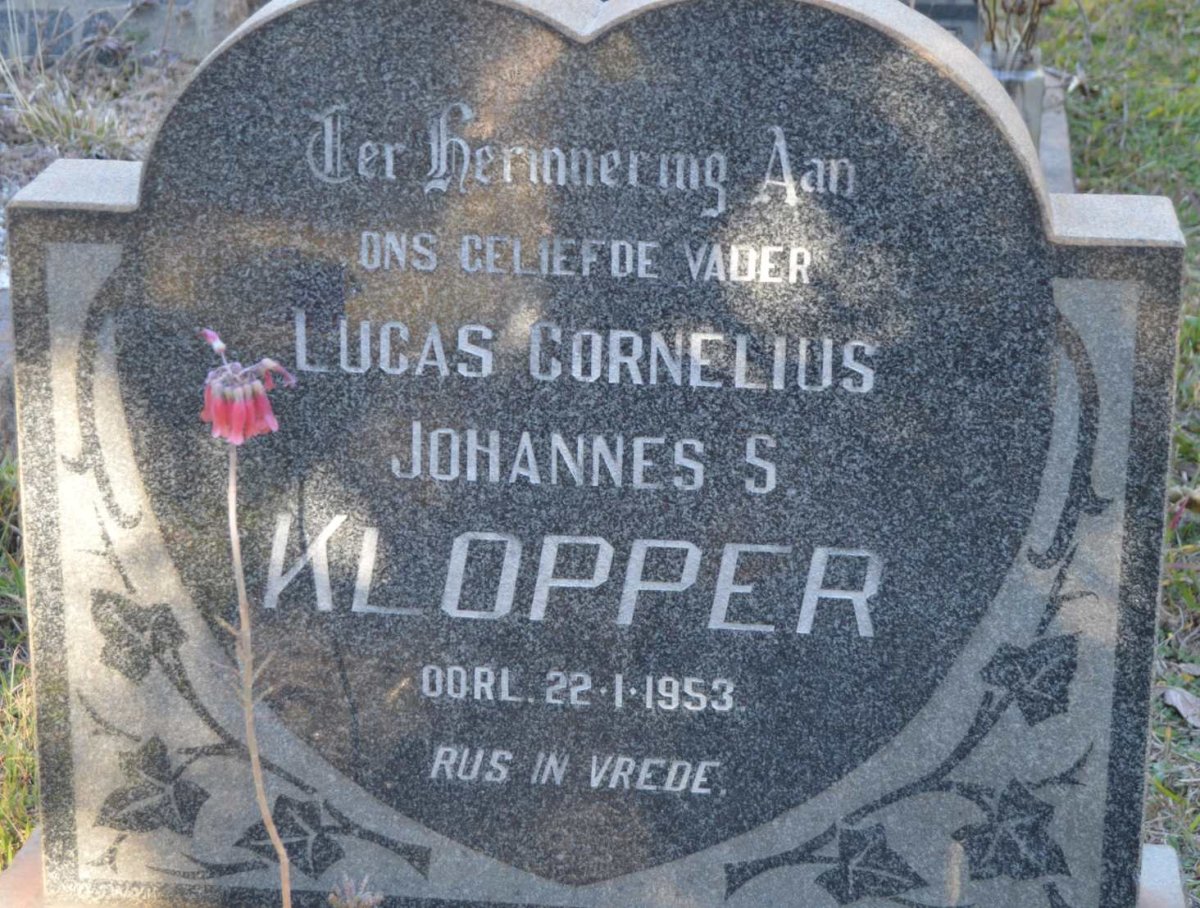 KLOPPER Lucas Cornelius Johannes S. -1953