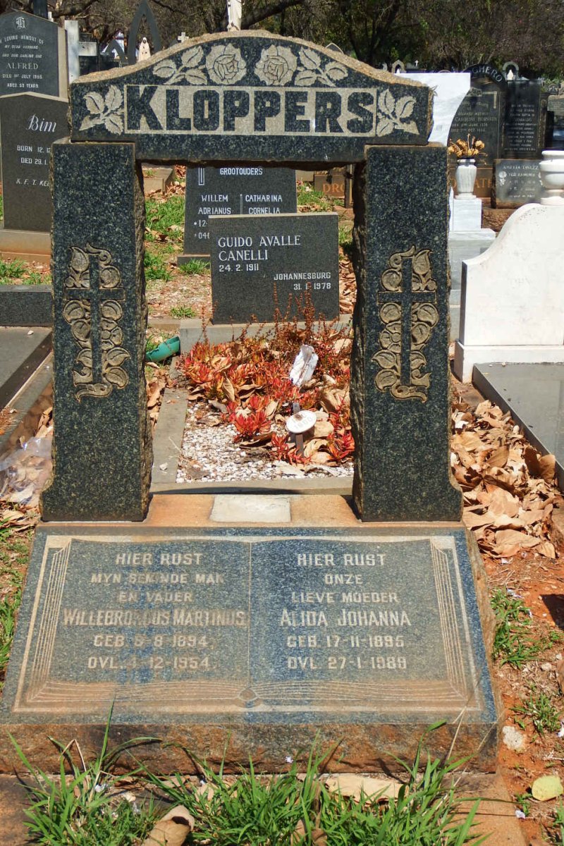KLOPPERS Willebrordus Martinus 1894-1954 &amp; Alida Johanna 1895-1989