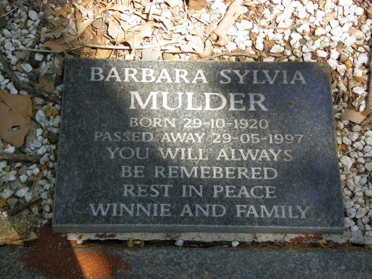 MULDER Barbara Sylvia 1920-1997