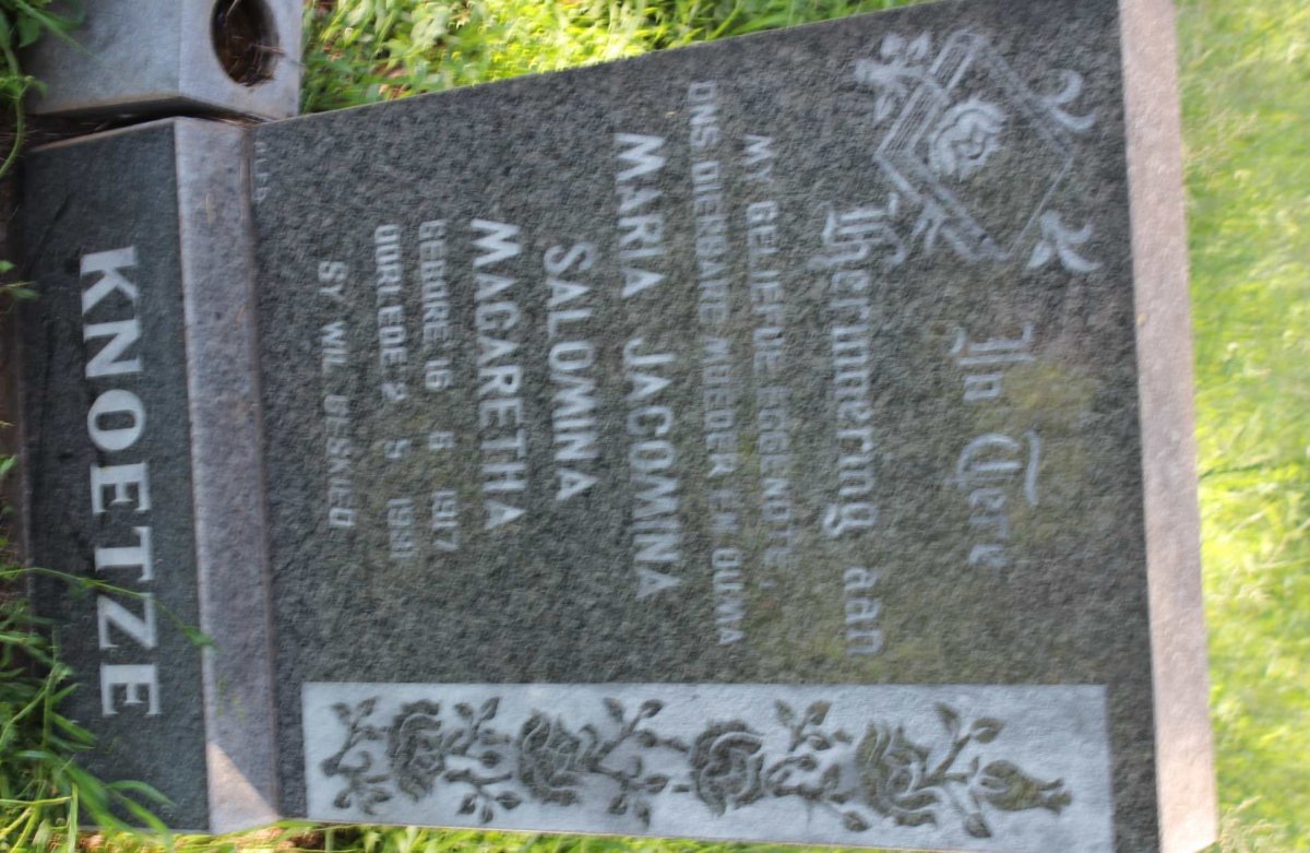 KNOETZE Maria Jacomina Salomina Magaretha 1917-1991