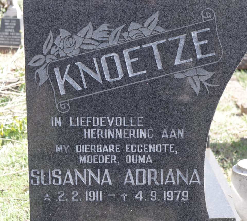 KNOETZE Susanna Adriana 1911-1979