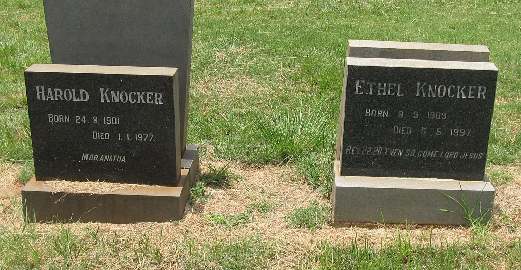 KNOCKER Harold 1901-1977 &amp; Ethel 1903-1997