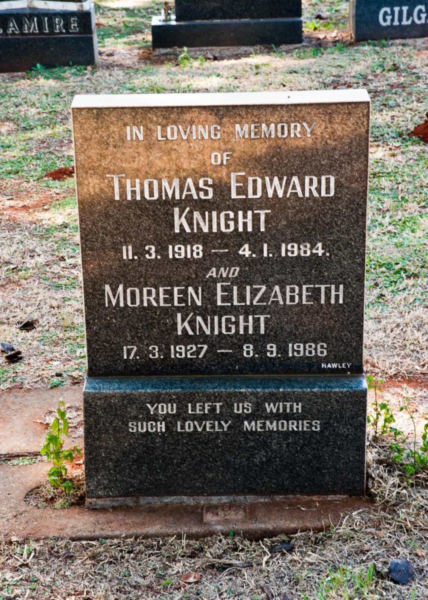KNIGHT Thomas Edward 1918-1984 &amp; Moreen Elizabeth 1927-1986
