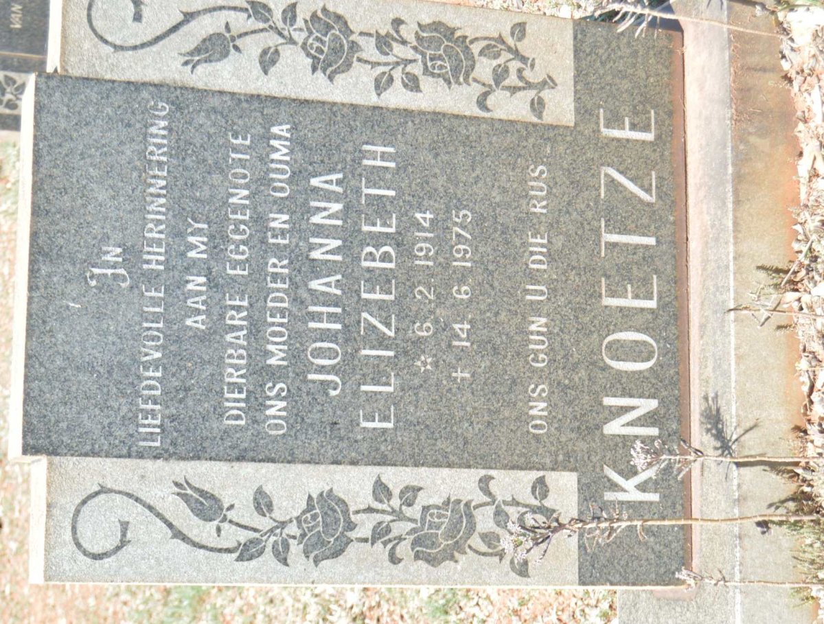 KNOETZE Johanna Elizebeth 1914-1975