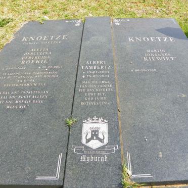 KNOETZE Martin Johannes 1929- &amp; Aletta Herculina Gertruida COETZEE 1934-2004 :: MYBURGH Albert Lambertz 2004-2004