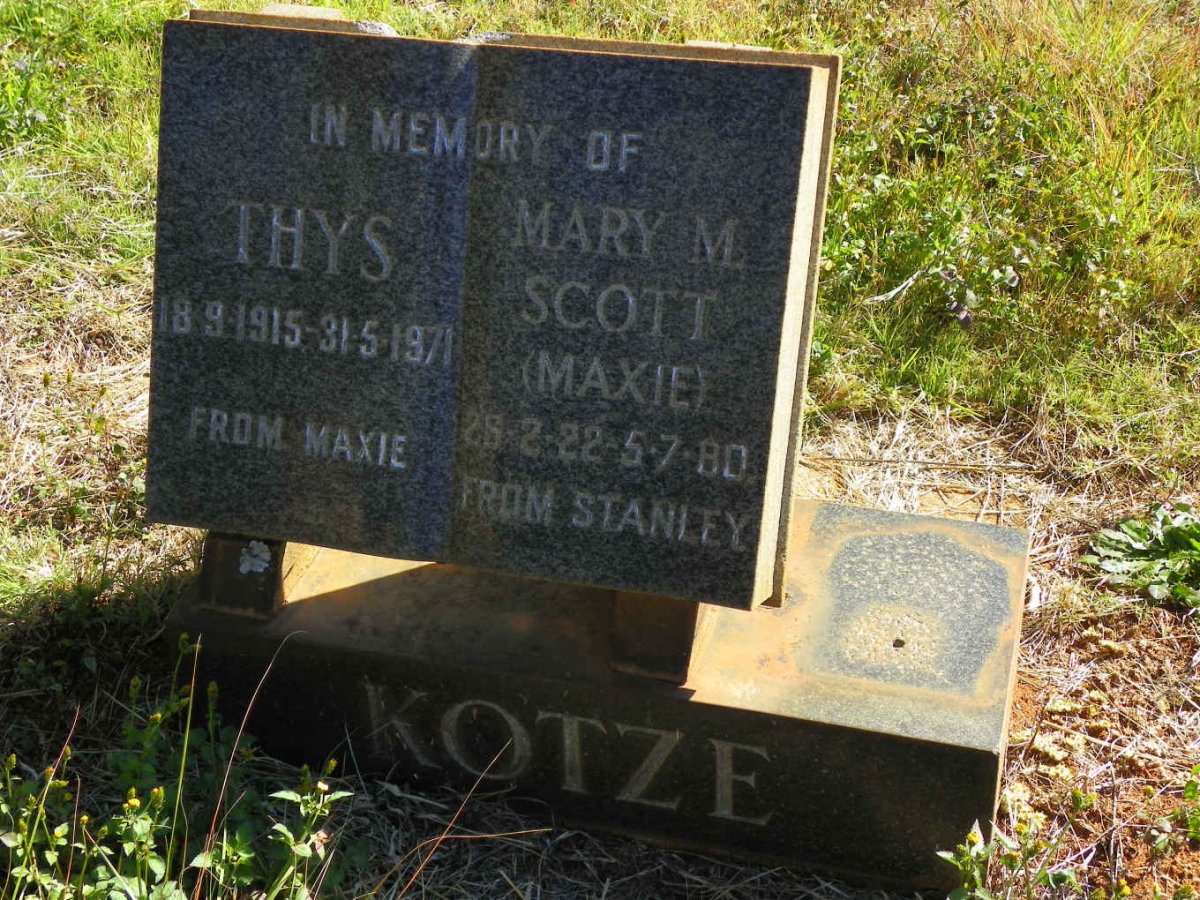 KOTZE Thys 1915-1971 &amp; Mary M. Scott 1922-1980