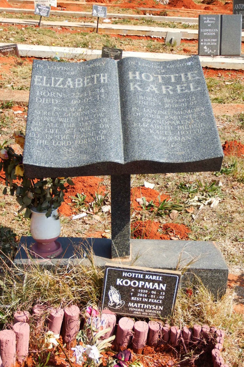 KOOPMAN Hottie Karel 1939-2016 &amp; Elizabeth 1934-2015