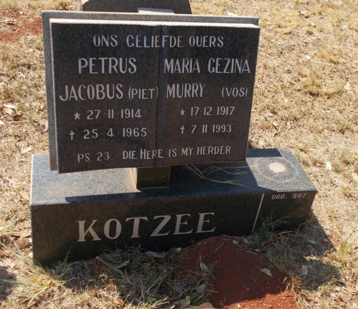 KOTZEE Petrus Jacobus 1914-1965 &amp; Maria Gezina Murry 1917-1993