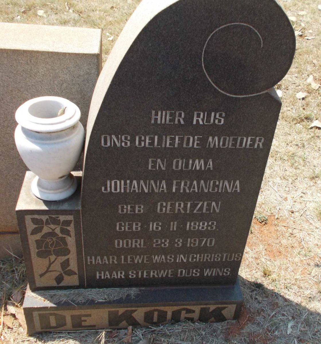 KOCK Johanna Francina, de nee GERTZEN 1883-1970
