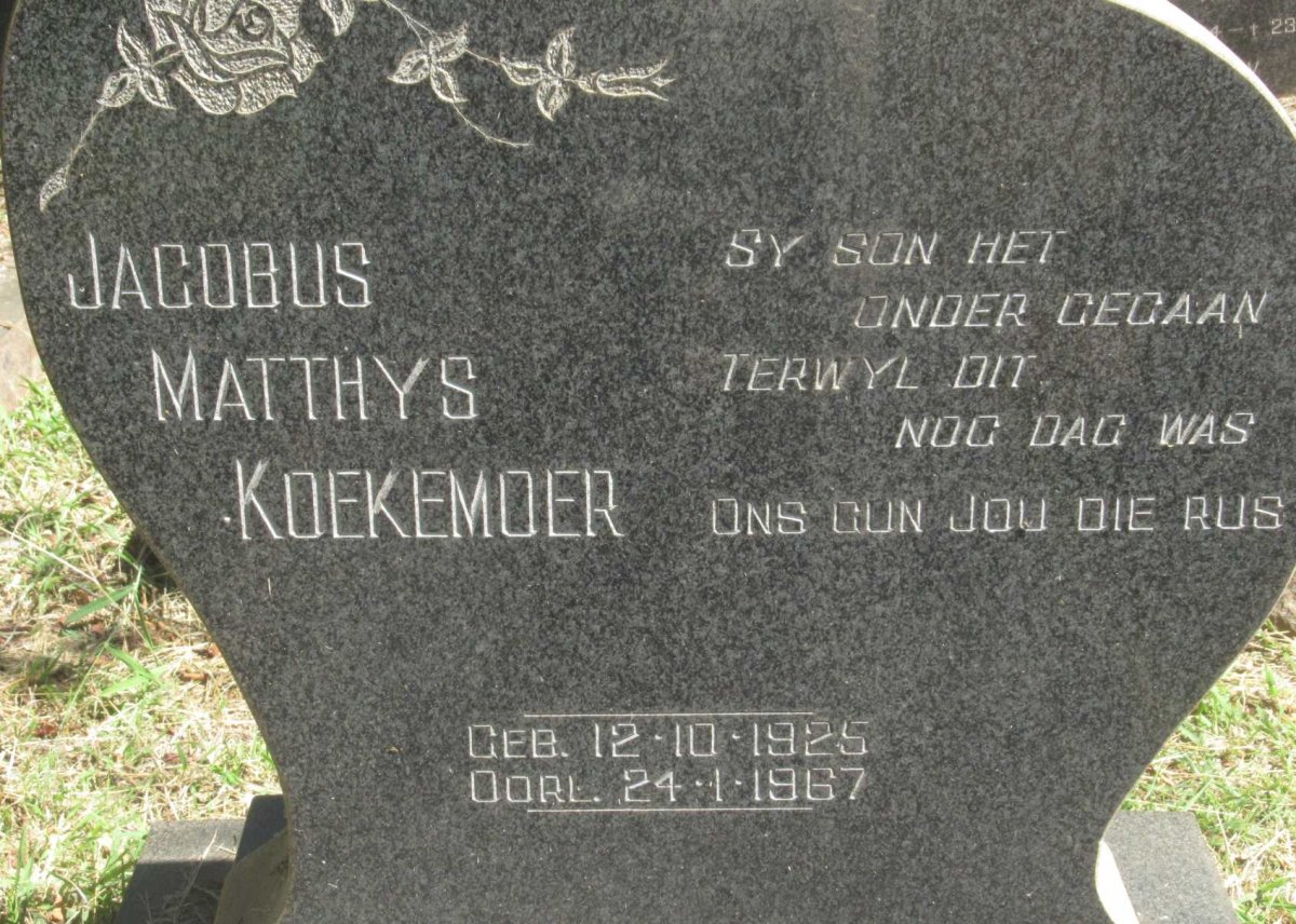 KOEKEMOER Jacobus Matthys 1925-1967