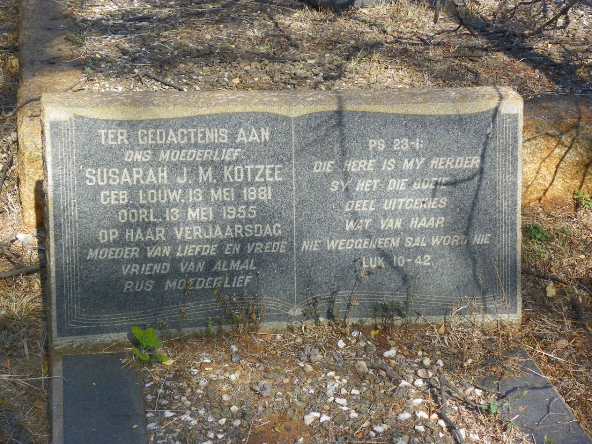 KOTZEE Susarah J.M. nee LOUW 1881-1955