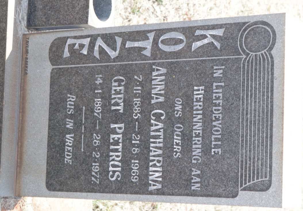 KOTZE Gert Petrus 1897-1977 &amp; Anna Catharina 1885-1969