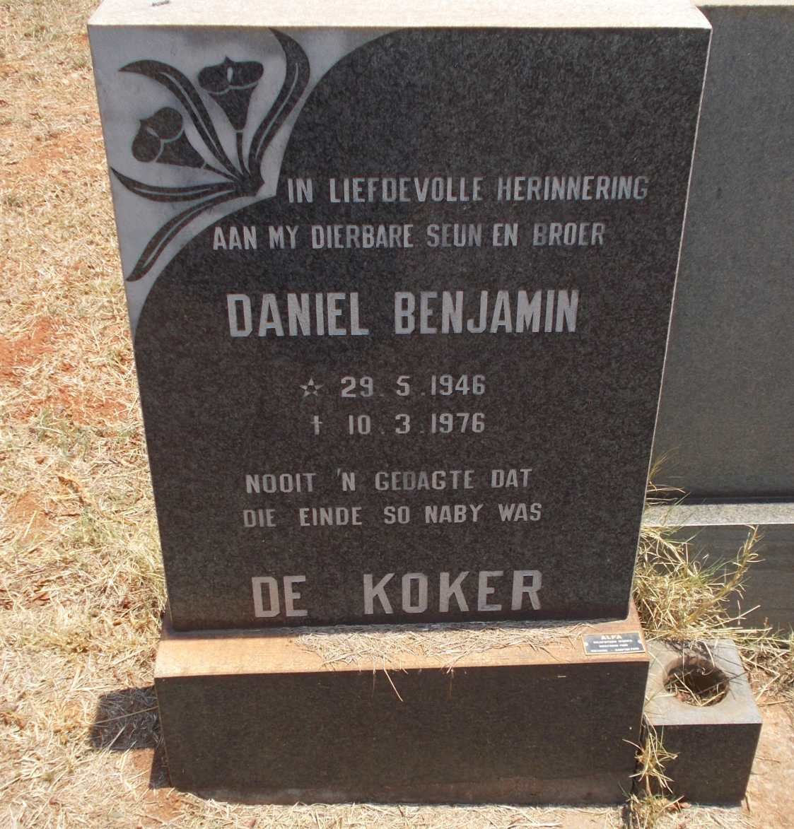 KOKER Daniel Benjamin, de 1946-1976