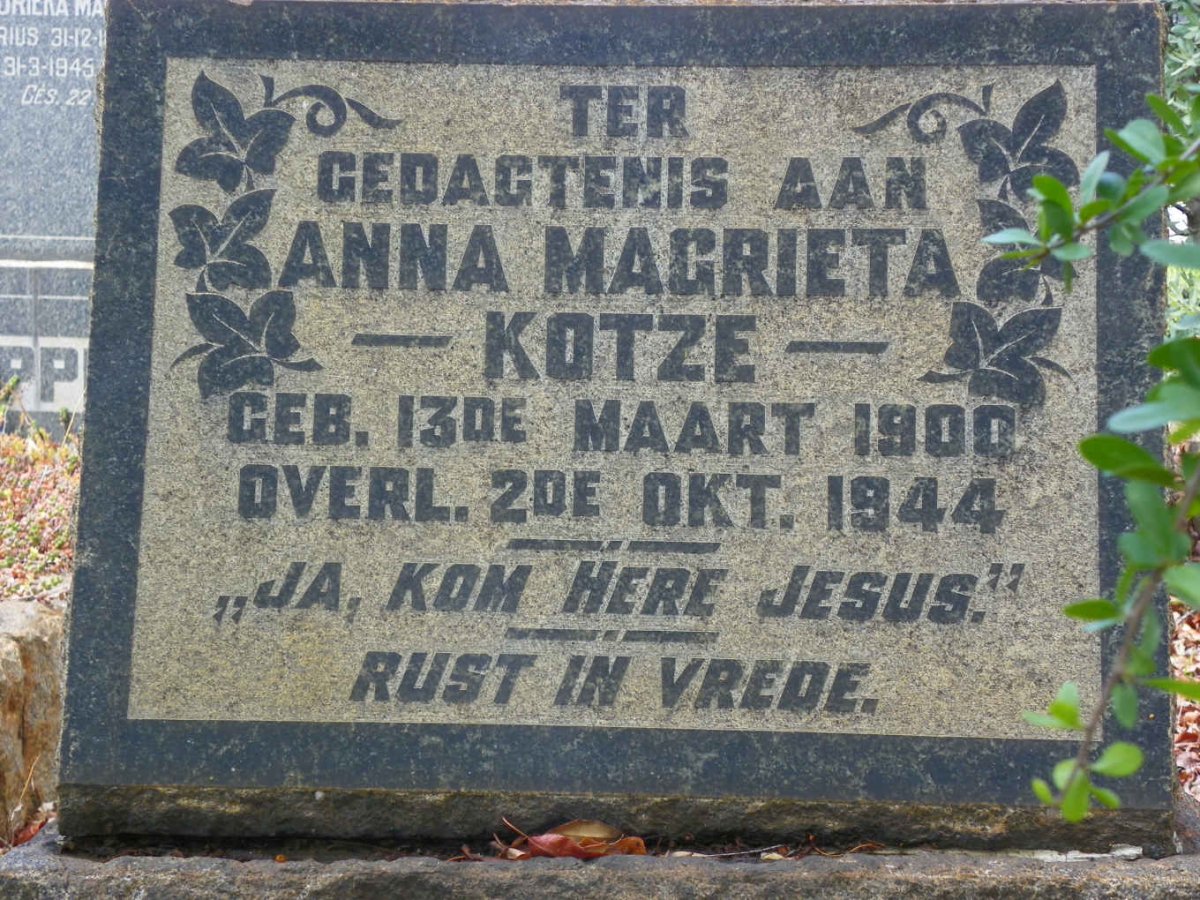 KOTZE Anna Magrieta 1900-1944