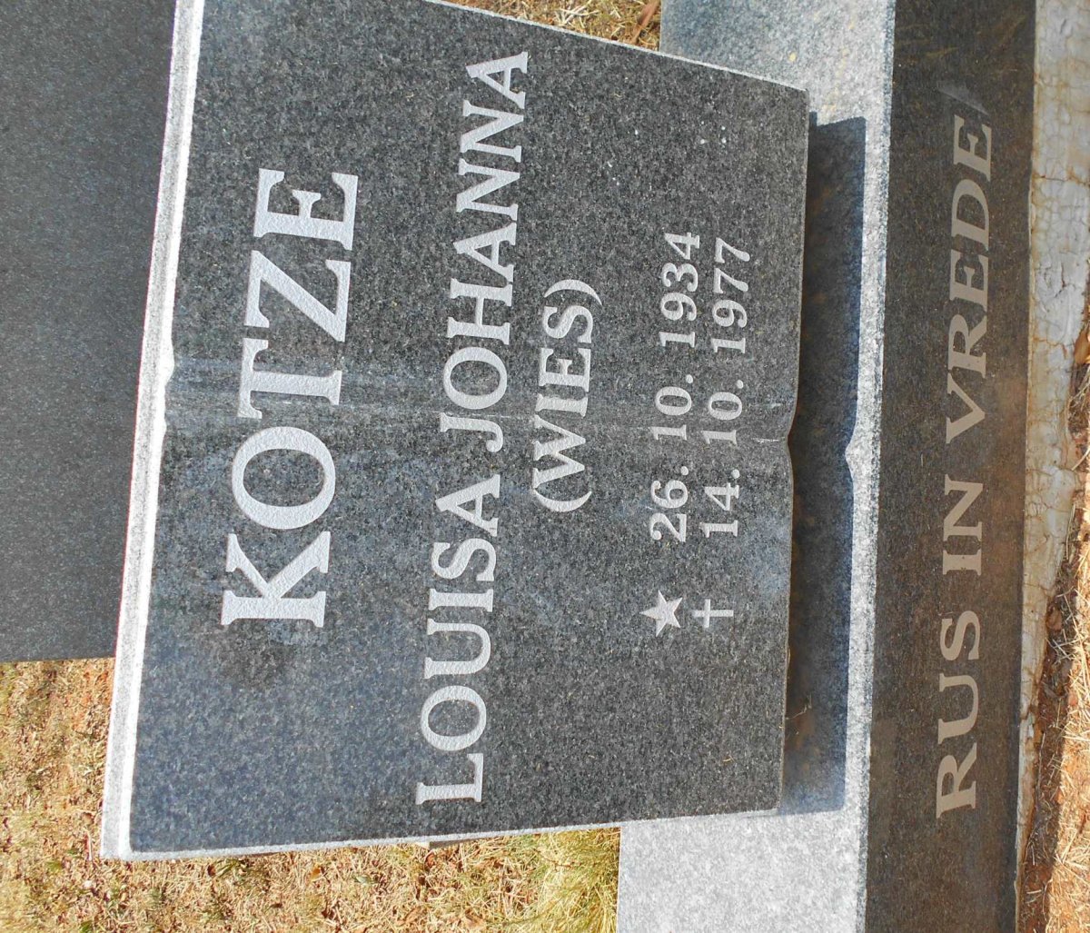 KOTZE Louisa Johanna nee WIES 1934-1977