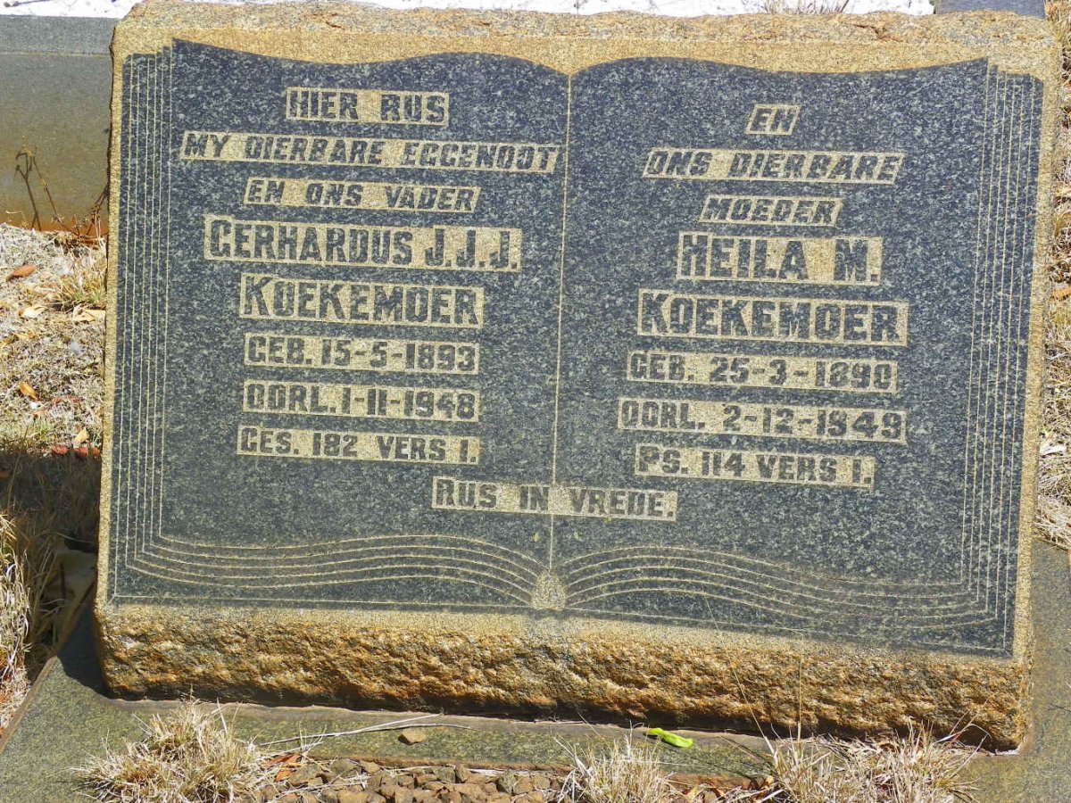 KOEKEMOER Gerhardus J.J.J. 1893-1948 &amp; Heila M. 1890-1948