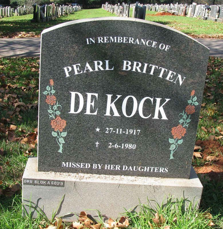 KOCK Pearl Britten, de 1917-1980
