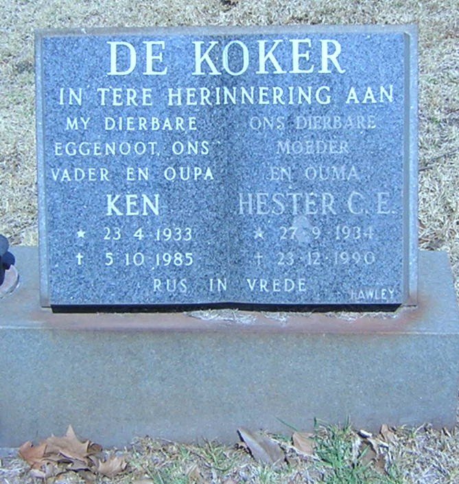 KOKER Ken, de 1933-1985 &amp; Hester C.E. 1934-1990