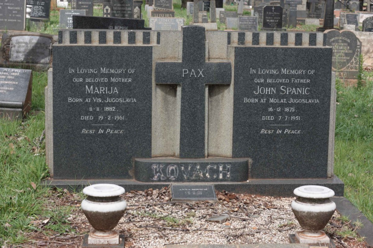 KOVACH John Spanic 1875-1951 &amp; Marija 1882-1961 :: KOVACH Anna 1924-2015