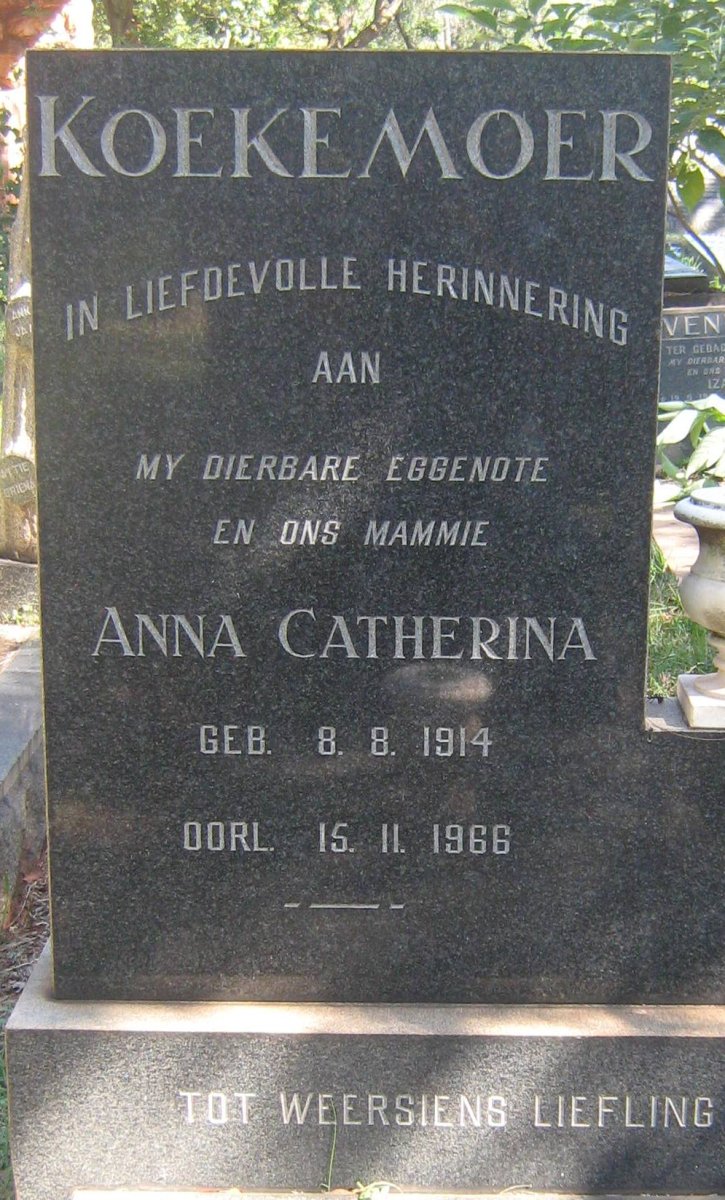 KOEKEMOER Jan Petrus 1913-1973 & Anna Catherina 1914-1966