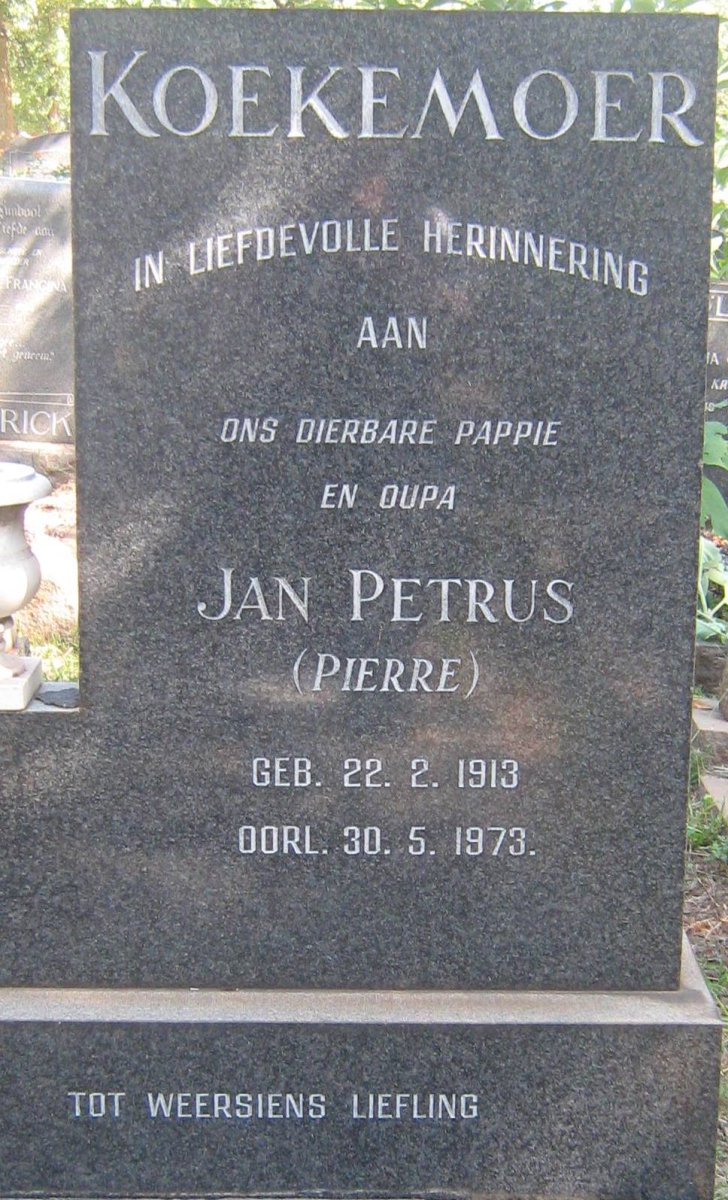 KOEKEMOER Jan Petrus 1913-1973 & Anna Catherina 1914-1966