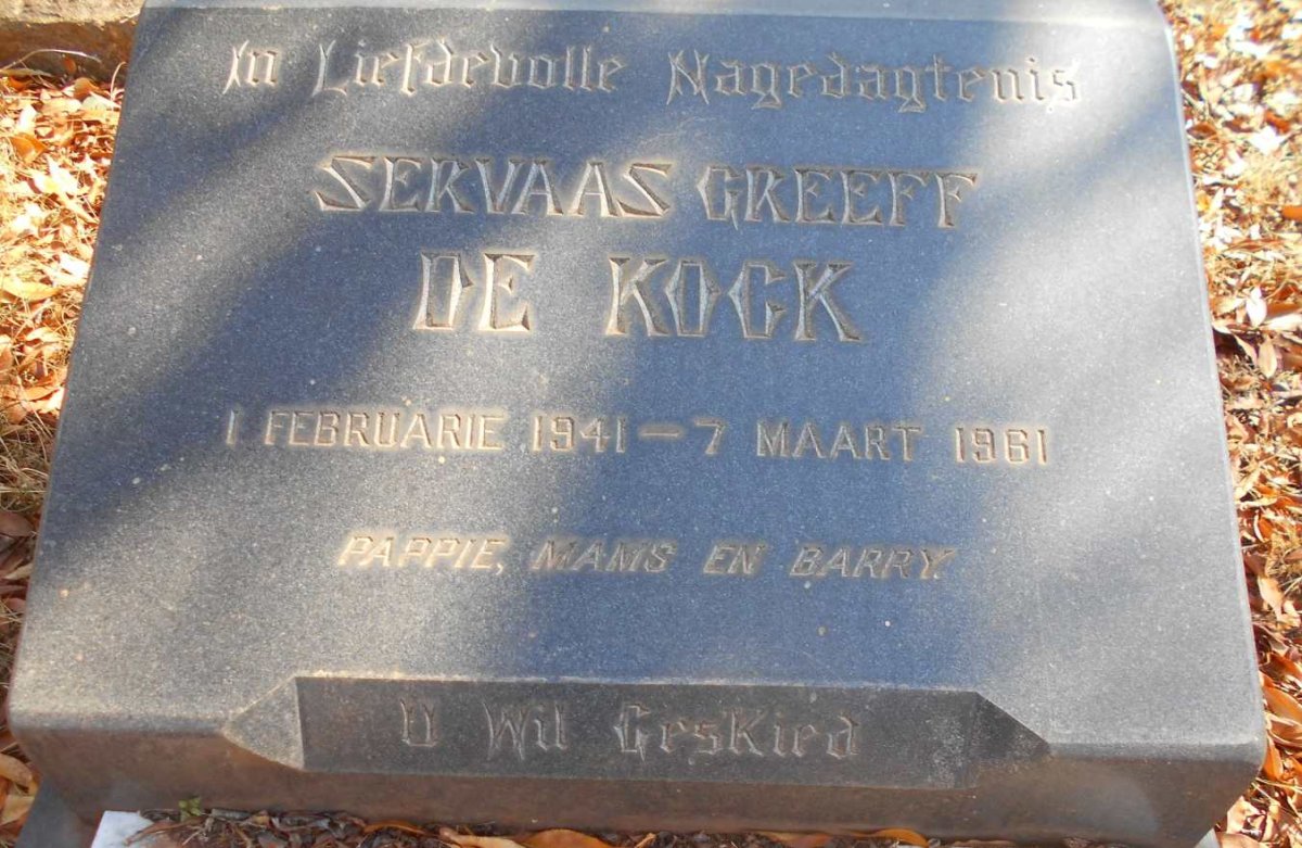 KOCK Servaas Greeff, de 1941-1961