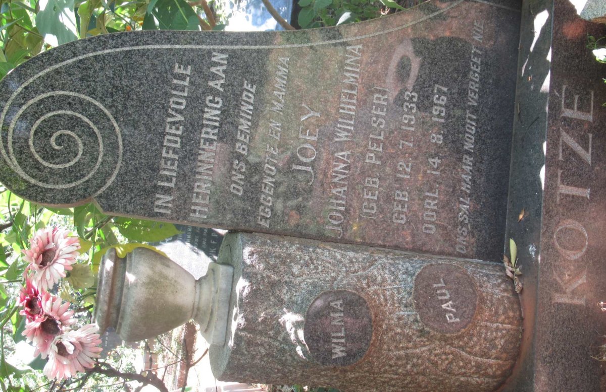 KOTZE Johanna Wilhelmina nee PELSER 1933-1967