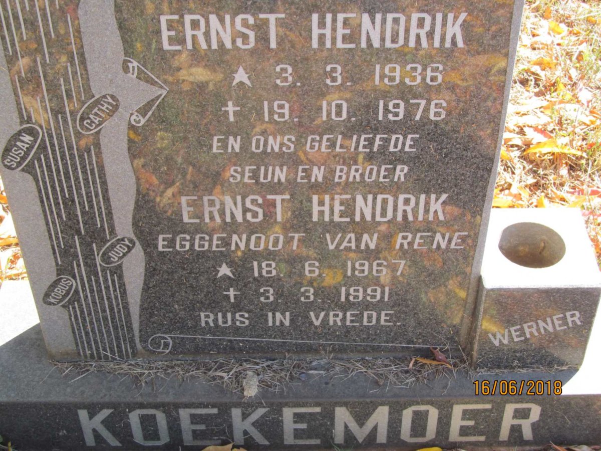 KOEKEMOER Ernst Hendrik 1936-1976 :: KOEKEMOER Ernst Hendrik 1967-1991
