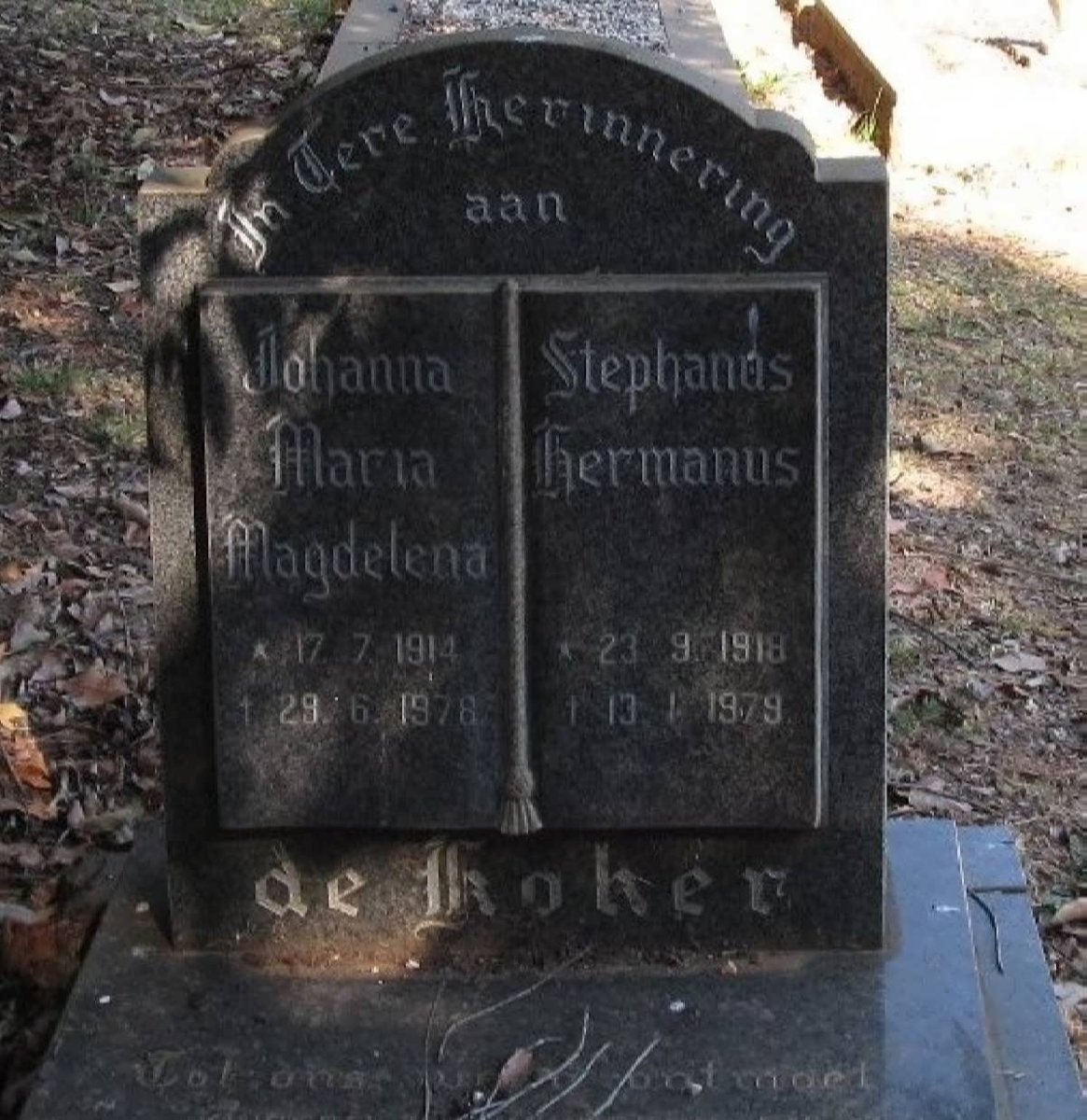 KOKER Stephanus Hermanus, de 1918-1979 &amp; Johanna Maria Magdalena 1914-1978
