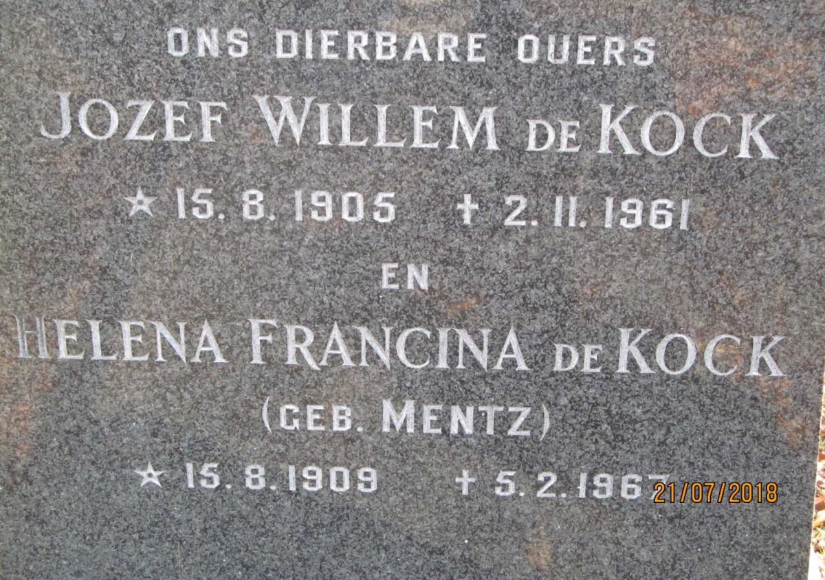 KOCK Jozef Willem, de 1905-1961 &amp; Helena Francina MENTZ 1909-1967