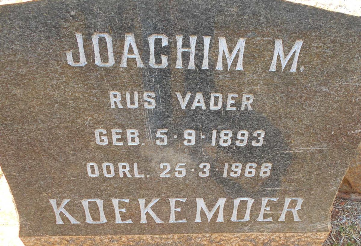 KOEKEMOER Joachim M. 1893-1968