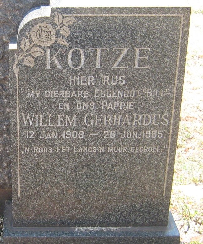 KOTZE Willem Gerhardus 1909-1965
