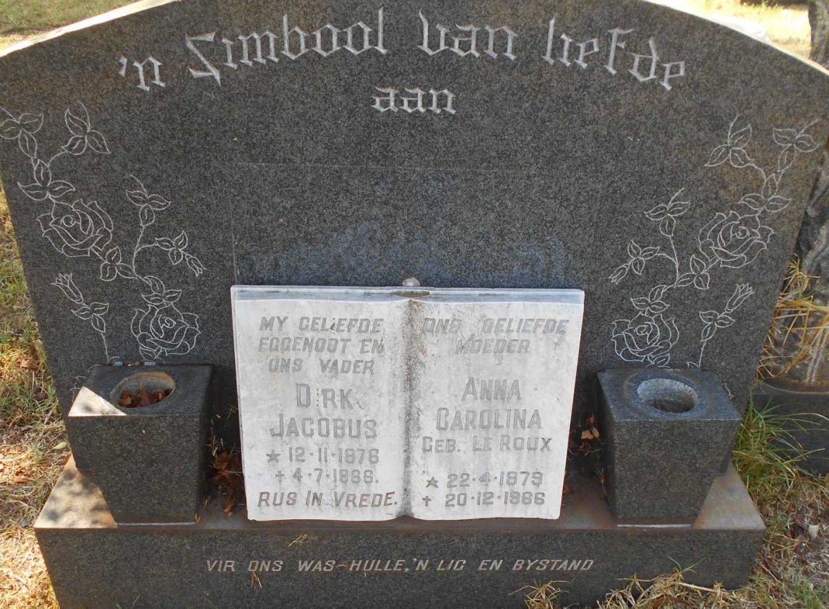KOTZEE Dirk Jacobus 1876-1966 &amp; Anna Carolina LE ROUX 1879-1966