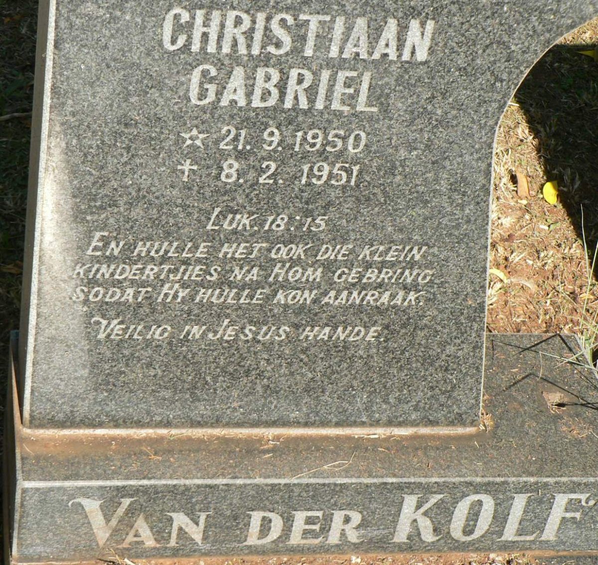 KOLF Christiaan Gabriel, van der 1950-1951