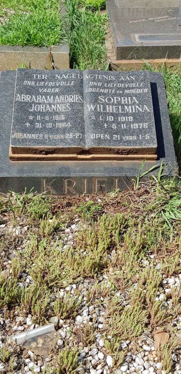 KRIEL Abraham Andries Johannes 1916-1964 &amp; Sophia Wilhelmina 1918-1976