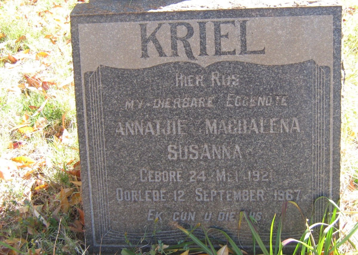 KRIEL Annatjie Magdalena Susanna 1921-1967