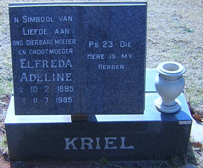 KRIEL Elfreda Adeline 1895-1985