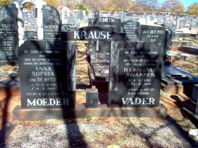 KRAUSE Hermanus Johannes 1892-1974 &amp; Anna Sophia de BEER 1900-1989