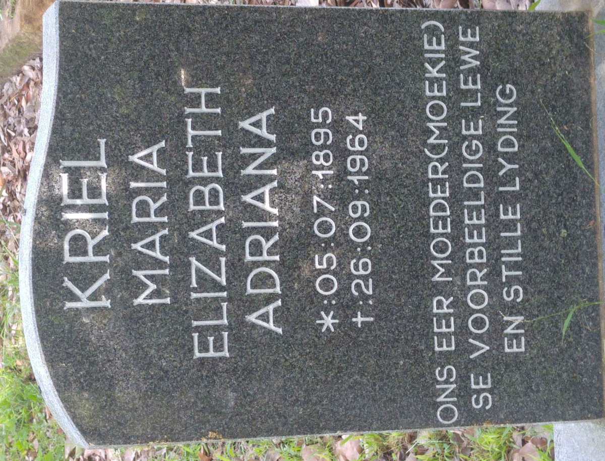KRIEL Maria Elizabeth Adriana 1895-1964