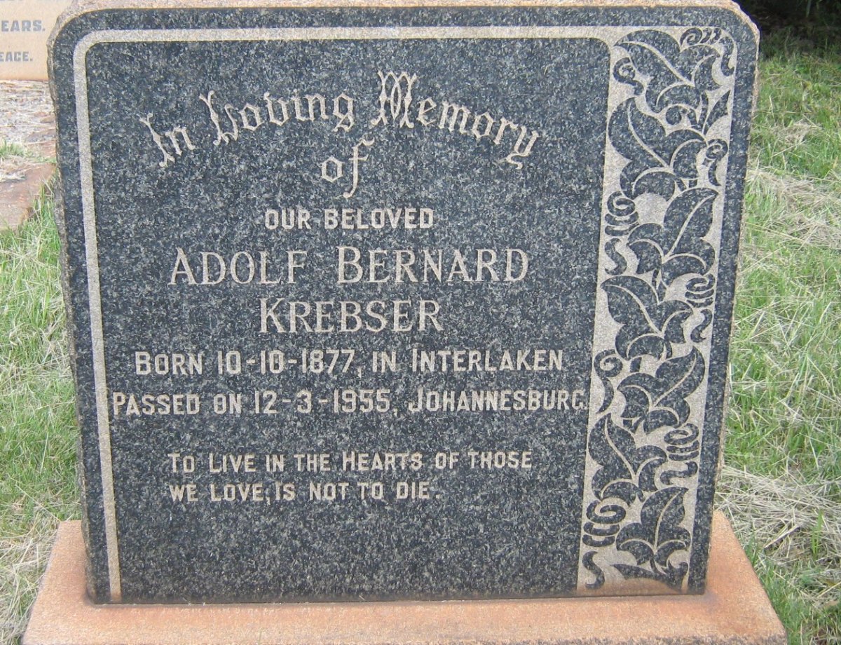 KREBSER Adolf Bernard 1877-1955
