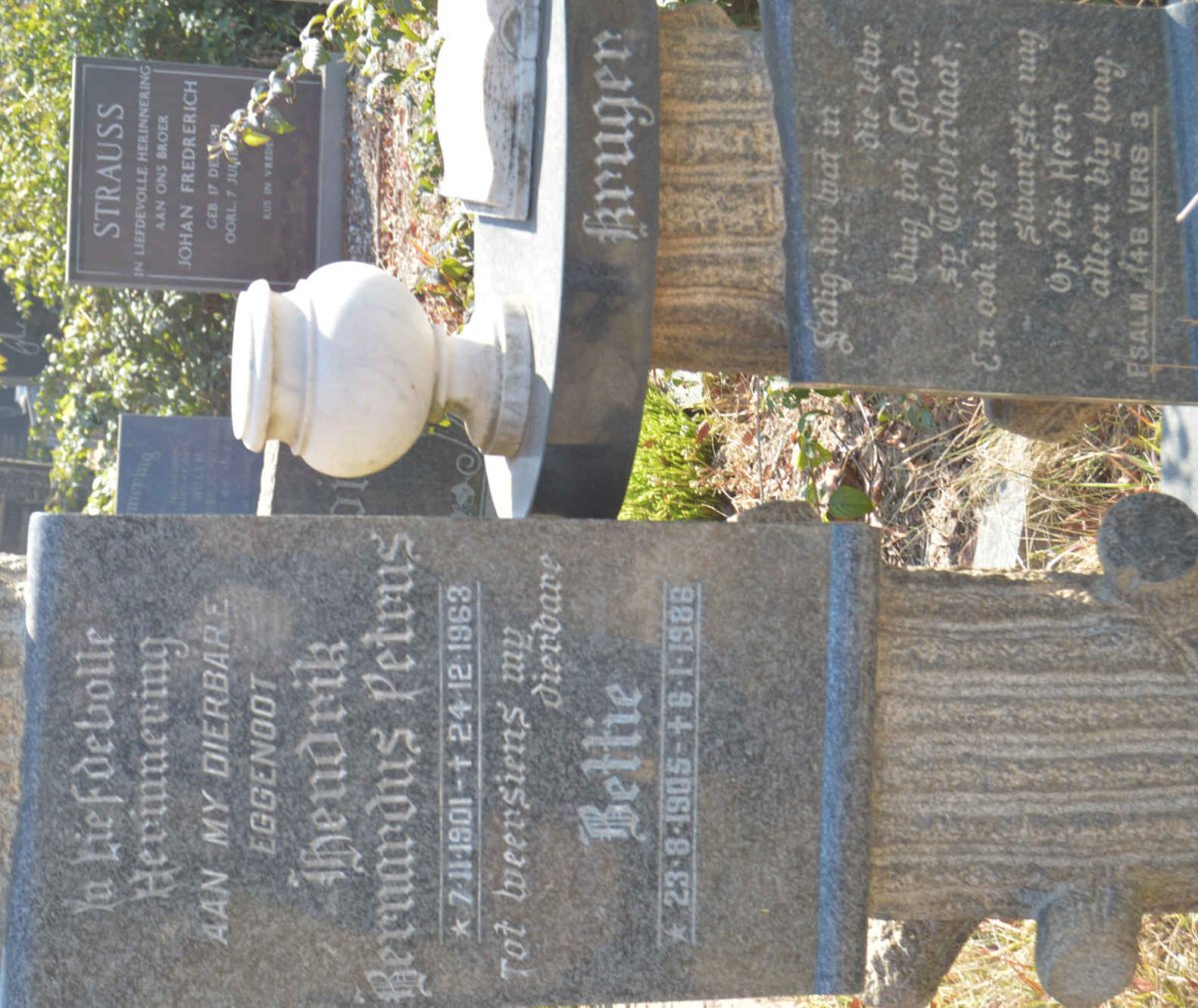 KRUGER Hendrik Bernardus Petrus 1901-1963 &amp; Bettie 1905-1988