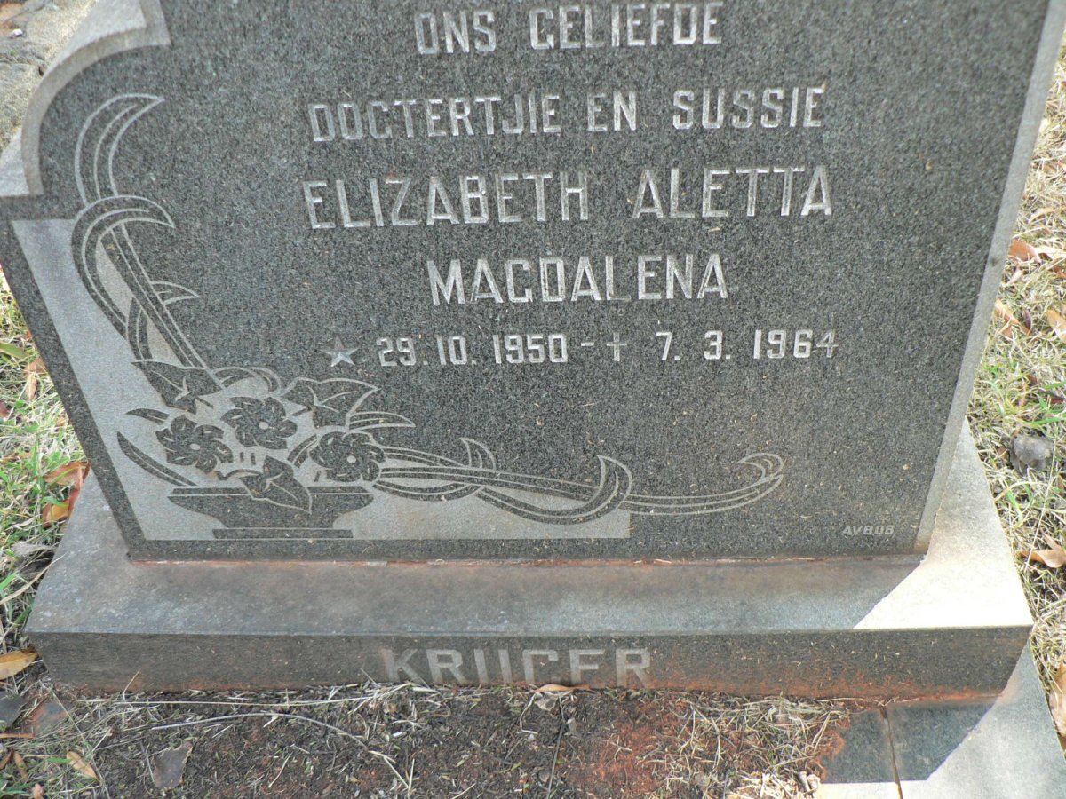 KRUGER Elizabeth Aletta Magdalena 1950-1964