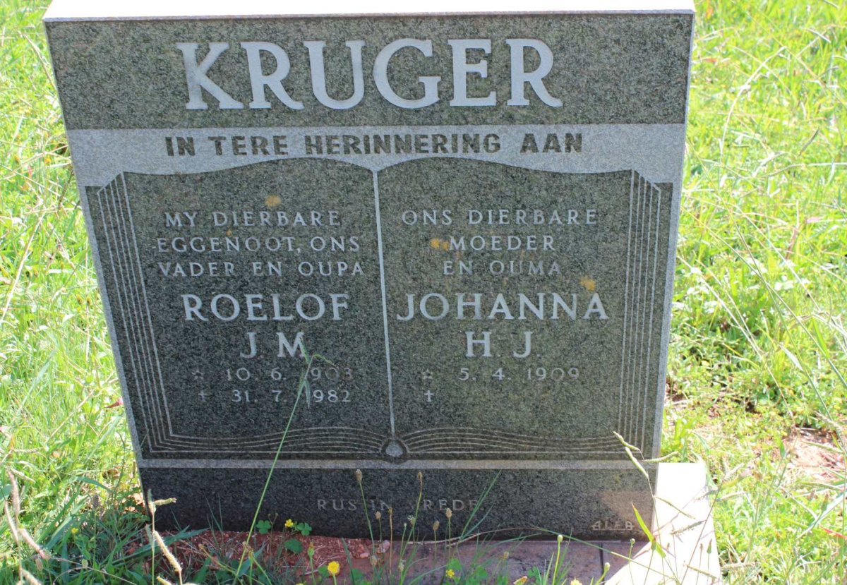 KRUGER Roelof J.M. 1903-1982 &amp; Johanna H.J. 1909-
