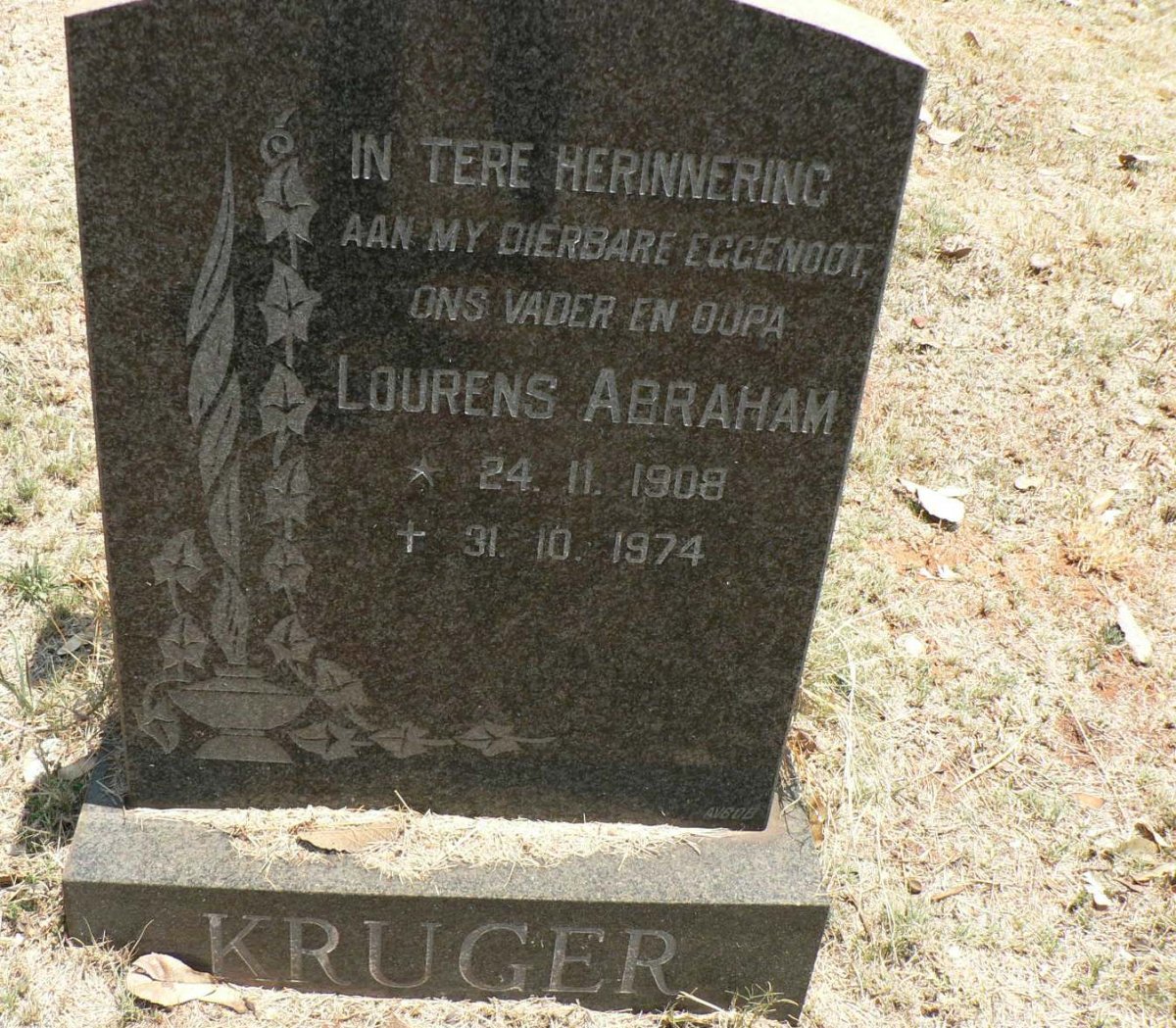KRUGER Lourens Abraham 1908-1974