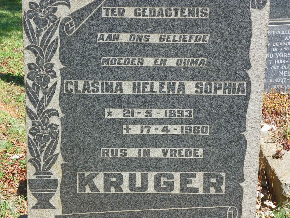 KRUGER Clasina Helena Sophia 1893-1960